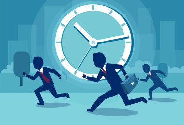 Acele saat arka plan üzerinde Ödülü için rekabet ederken çalışan işadamı düz tasarım