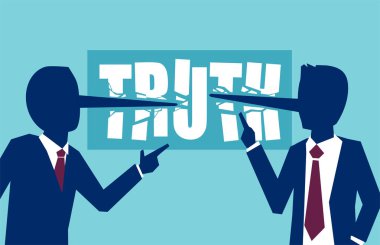 Flat style vector of two businessmen politicians lying to each other leading business dishonestly. clipart