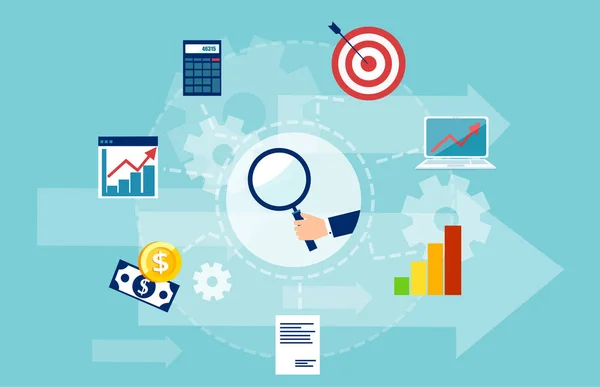 Bedrijfsinformatie Business Data Analyse Concept Vector Banner Van Marktonderzoek Met — Stockvector