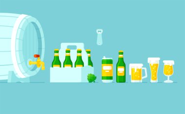 Vektör farklı türde bir bira cam, şişe ve türleri olabilir. Zanaat bira tasarım ve en az düz tasarımı. 