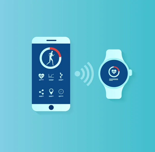 Concepto Aplicación Seguimiento Fitness Vector Interfaz Usuario Para Smartwatch Smartphone — Archivo Imágenes Vectoriales