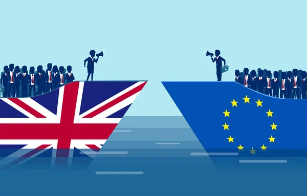 Brexit Négociations Concept Manipulation Foule Vecteur Navire Britannique Union Européenne — Image vectorielle