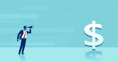 Vektör dürbün başarılı yatırım fikirleri için arama bakarak bir iş adamı