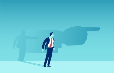 Onu bir yön gösteren bir işadamı gölge vektör 