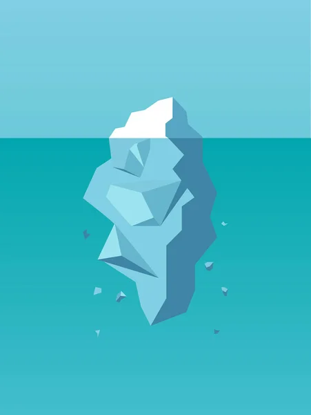 Vecteur d'un iceberg en tant que symbole de risque commercial, danger, défi — Image vectorielle