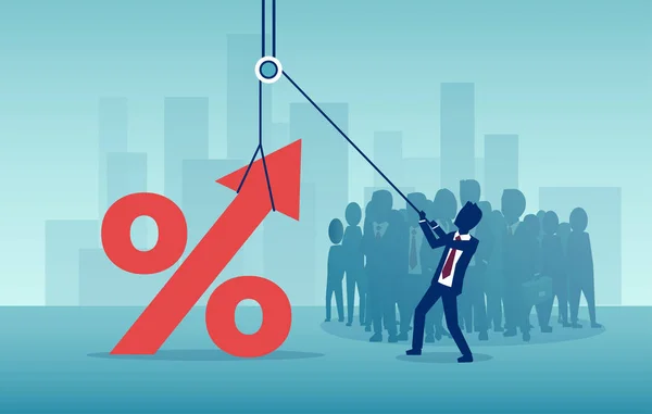 Vector van een zakenman te trekken tot een percentagesymbool — Stockvector