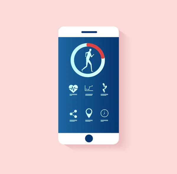 Vetor de um smartphone com aplicativos de estilo de vida saudável — Vetor de Stock