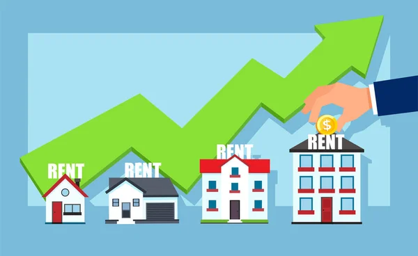 Vetor de sucesso crescente de aluguer de propriedade empresarial —  Vetores de Stock