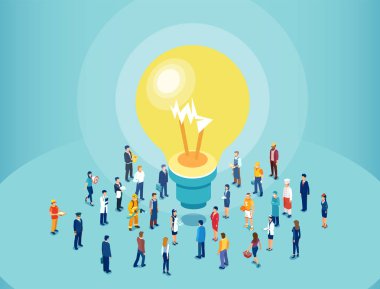 Büyük bir fikir beyin fırtınası çeşitli insanların Vektör