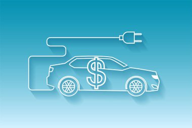 Vector of electric car icon with dollar sign clipart