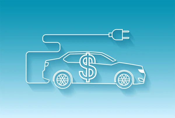 Vector del icono del coche eléctrico con signo de dólar — Vector de stock