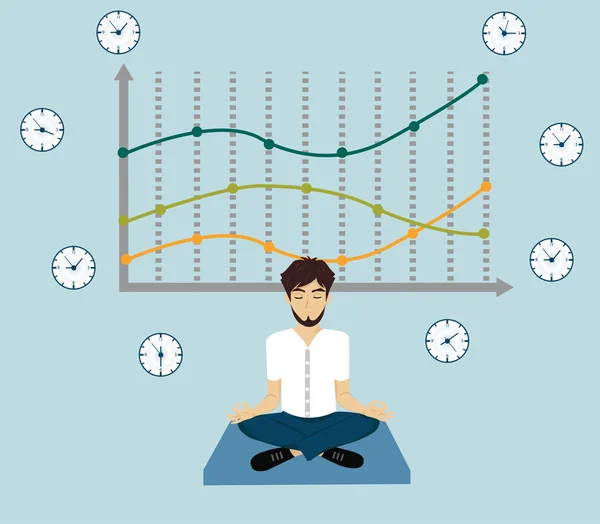 Vector of a man meditating — Stock Vector