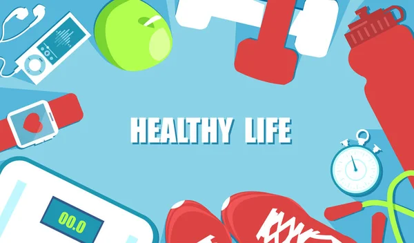 Fitness, Sport, Ernährung und gesunder Lebensstil — Stockvektor