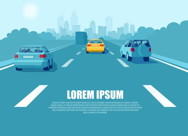 Otobanda sürüş bir şehir ulaşım vektörü 