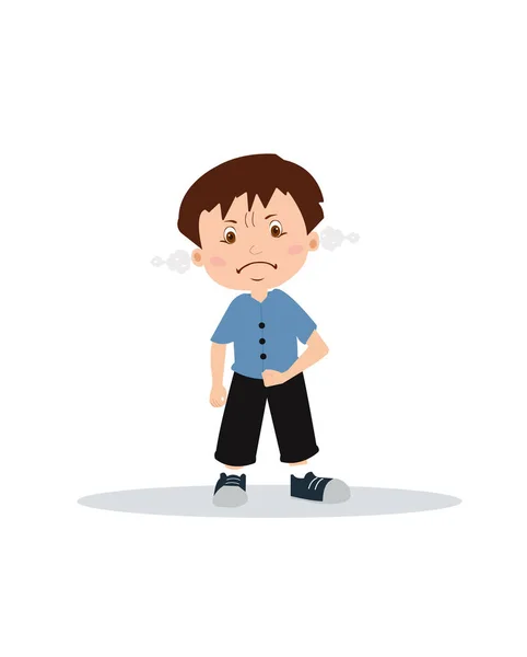 Vector of an angry boy expressing frustration and frowning — Stock Vector