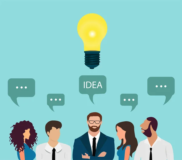 Vektor der Geschäftsleute Brainstorming neuer Ideen und Kommunikation — Stockvektor