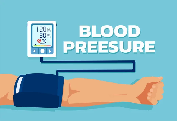 Vector de un hombre que revisa la presión arterial . — Archivo Imágenes Vectoriales