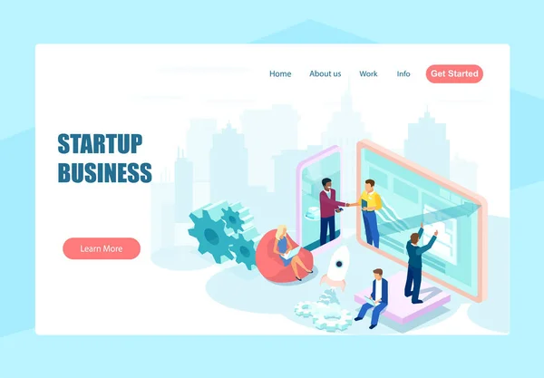 Conceito Negócio Inicialização Design Página Web Vetorial Para Site Empresários — Vetor de Stock