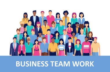 Büyük bir iş adamı ve iş kadını grubunun vektörü, şirket ekibi. 