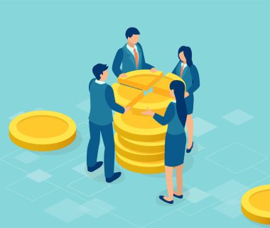 İşletme temsilcisi şirket parasını bölüşen insanlar