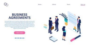 İş adamlarının vektörü iş anlaşmaları imzalıyor 