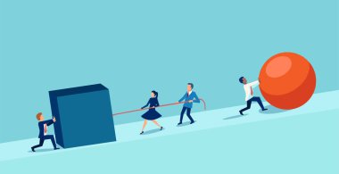 Zeki bir iş adamının bir küreyi iterek daha yavaş iş adamlarından oluşan bir ekibe karşı yarışa önderlik etmesi. Kazanma stratejisi konsepti