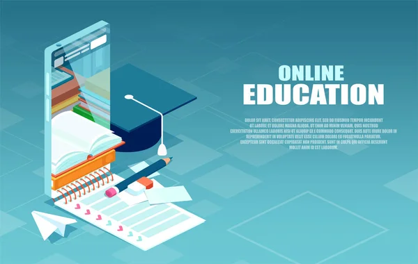 Digitální Online Vzdělávání Prostřednictvím Koncepce Mobilní Aplikace — Stockový vektor