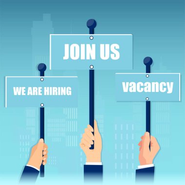 İşadamları temsilcisi elleri boş tabela tutuyor, eleman arıyoruz, anonslarımıza katılın 