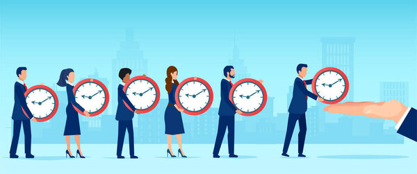 Vector of a group of businesspeople, employees  giving their time to a corporate company 