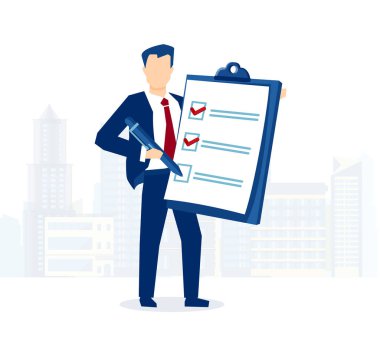 Listeli pano tutan bir işadamının vektörü