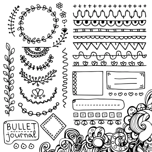 Bullet Journal Éléments Floraux Vectoriels Dessinés Main Pour Ordinateur Portable — Image vectorielle