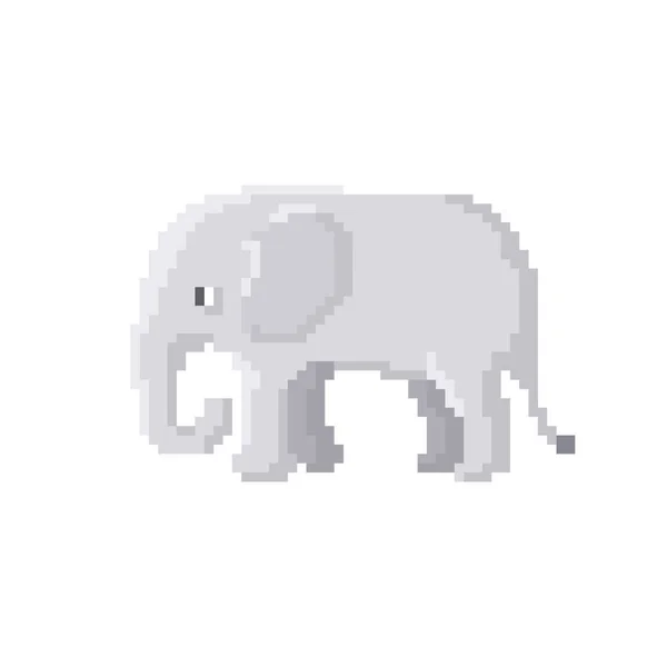 Elefante Pixel Aislado Sobre Fondo Blanco Bit Vector Ilustración — Vector de stock