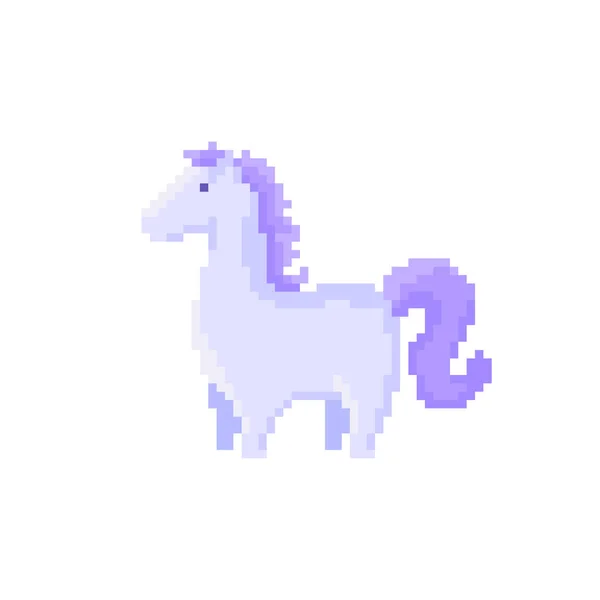 Pixel Lilac Horse Isolated White Background Bit Vector Illustration — Stock Vector