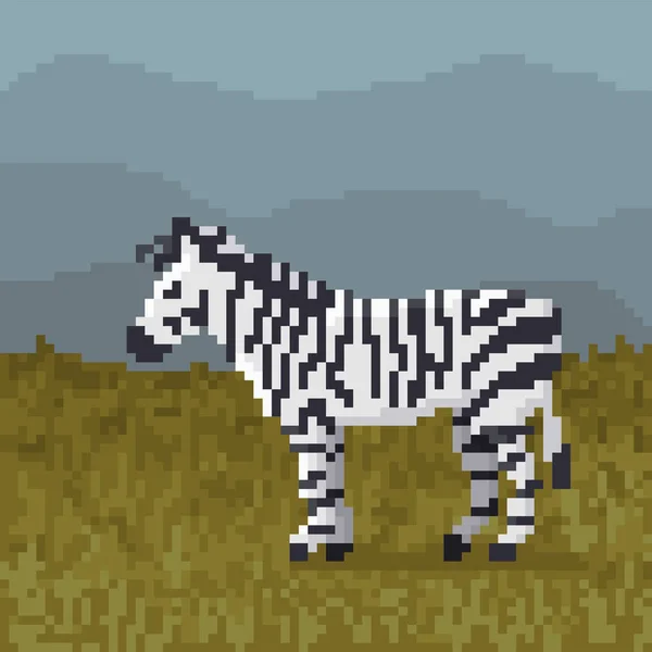 Pixel Tecknad Zebra Vektorillustration — Stock vektor
