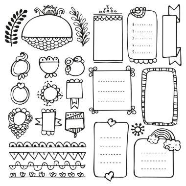 Kurşun günlük el vektör öğeleri için defter, günlüğü ve planlayıcısı çekilmiş. Beyaz arka plan üzerinde izole doodle kare. 