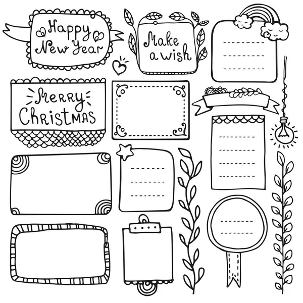 Bullet Journal Christmas Hand Drawn Vector Elements Notebook Diary Planner — Stock Vector