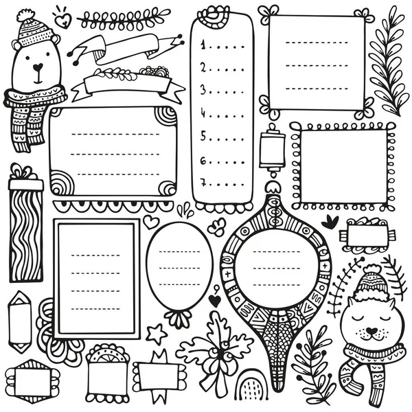 Journal Balles Noël Nouvel Hiver Éléments Vectoriels Dessinés Main Pour — Image vectorielle