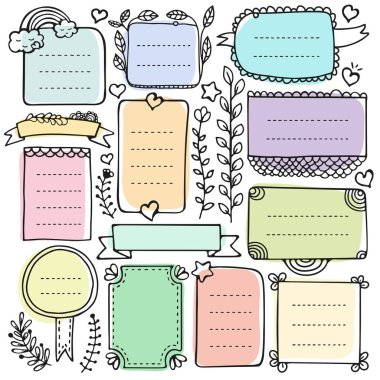 Kurşun günlük el vektör öğeleri için defter, günlüğü ve planlayıcısı çekilmiş. Beyaz arka plan üzerinde izole doodle kare. 