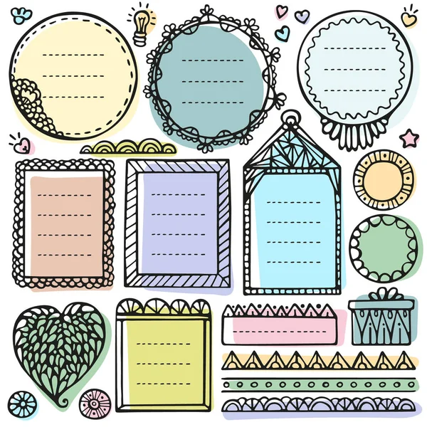 Bullet Journal Hand Drawn Vector Elements Notebook Diary Planner Doodle — Stock Vector