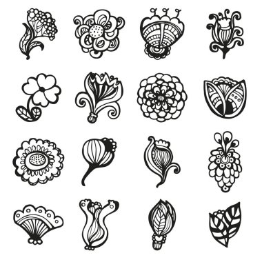 Kurşun günlük el vektör öğeleri için defter, günlüğü ve planlayıcısı çekilmiş. Karalamalar stilize çiçek kümesi.