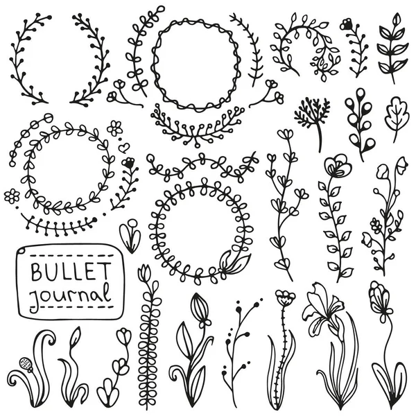 Bullet Journal Elementi Vettoriali Disegnati Mano Notebook Diario Pianificatore Set — Vettoriale Stock