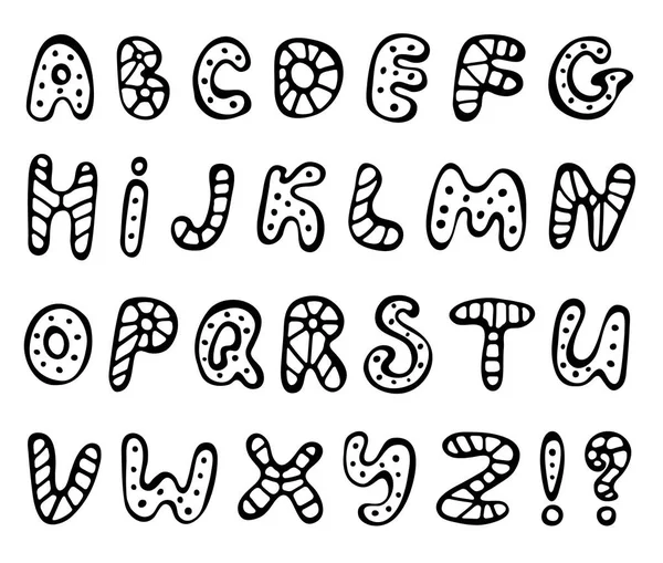 Handgezeichneter Abc Vektor Isoliert Auf Weißem Hintergrund Niedliches Doodle Alphabet — Stockvektor