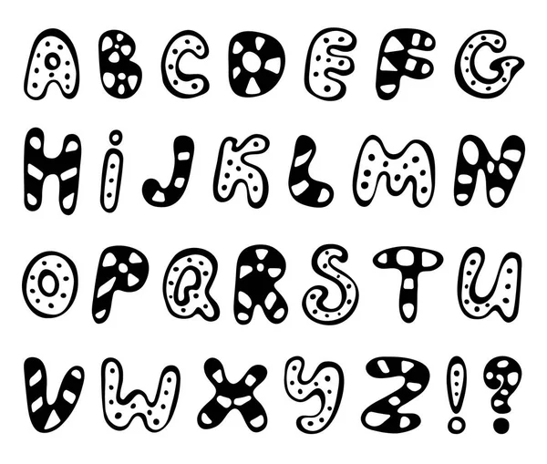 Handgezeichneter Abc Vektor Isoliert Auf Weißem Hintergrund Niedliches Doodle Alphabet — Stockvektor