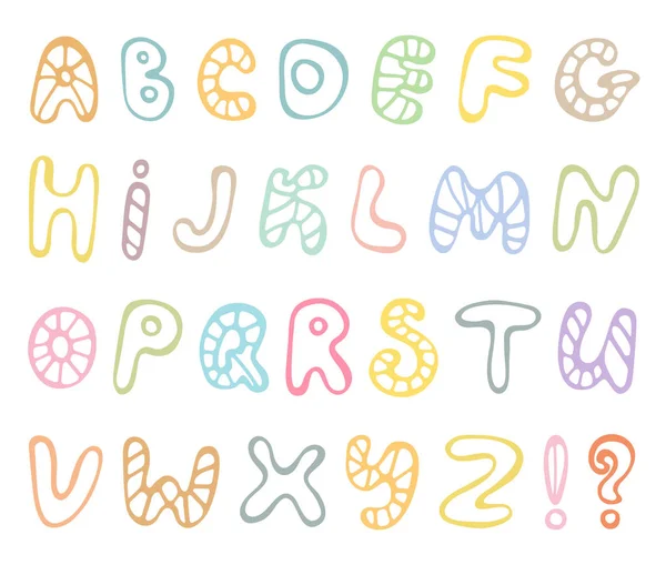 Handgezeichneter Abc Vektor Isoliert Auf Weißem Hintergrund Niedliches Doodle Alphabet — Stockvektor