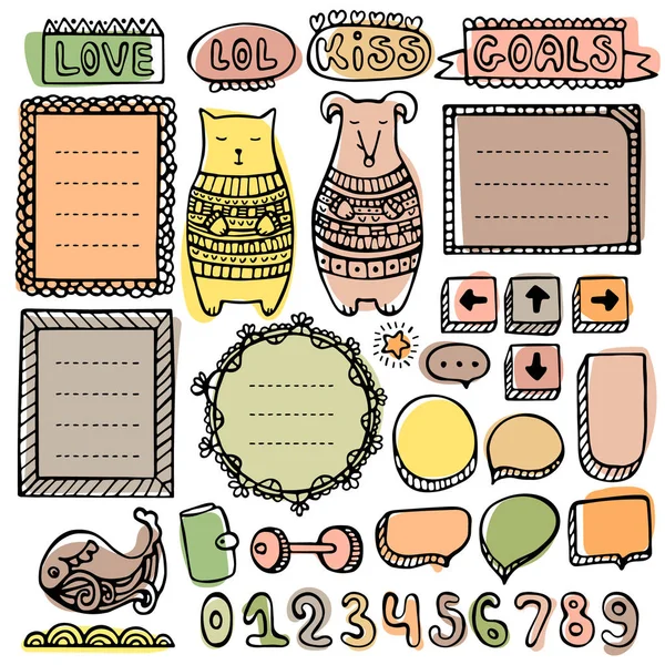 Bullet journal hand drawn vector elements — Stock Vector