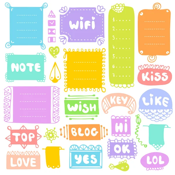 Doodle frames set isolated on white background. — Stock Vector