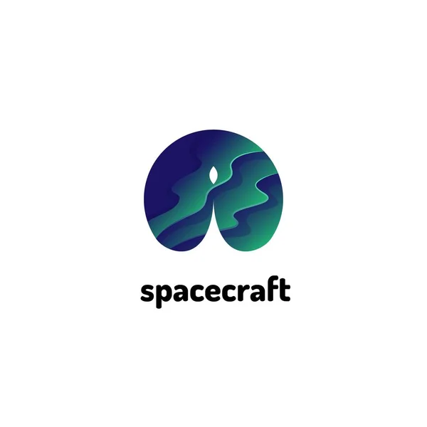 Logotipo del gradiente vettoriale della navicella spaziale. Concetto di logo spaziale e cosmonautico — Vettoriale Stock