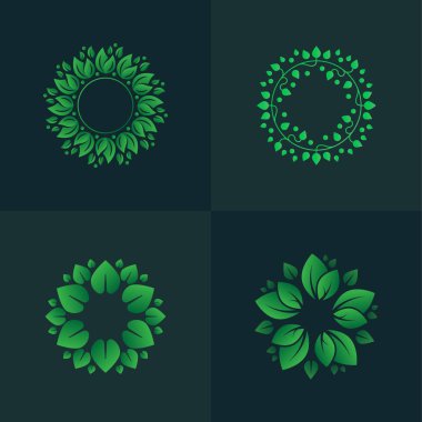 Degrade yaprakları çevrelerinde ayarlayın. Logo için dairesel çiçek süsler