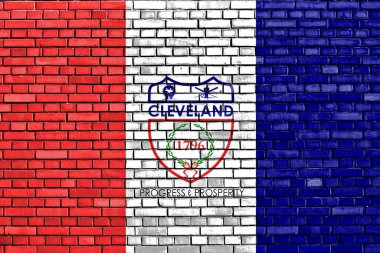 Cleveland bayrağı tuğla duvara boyanmış