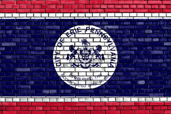 Flagge Von Erie Auf Ziegelwand Gemalt — Stockfoto